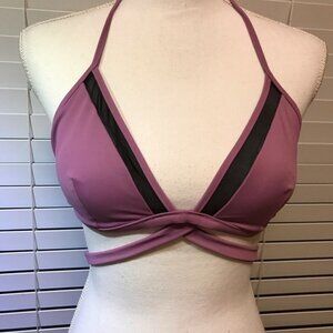 PINK Victoria’s Secret Bikini Wrap Around Tie Top Sz Med Purple Black